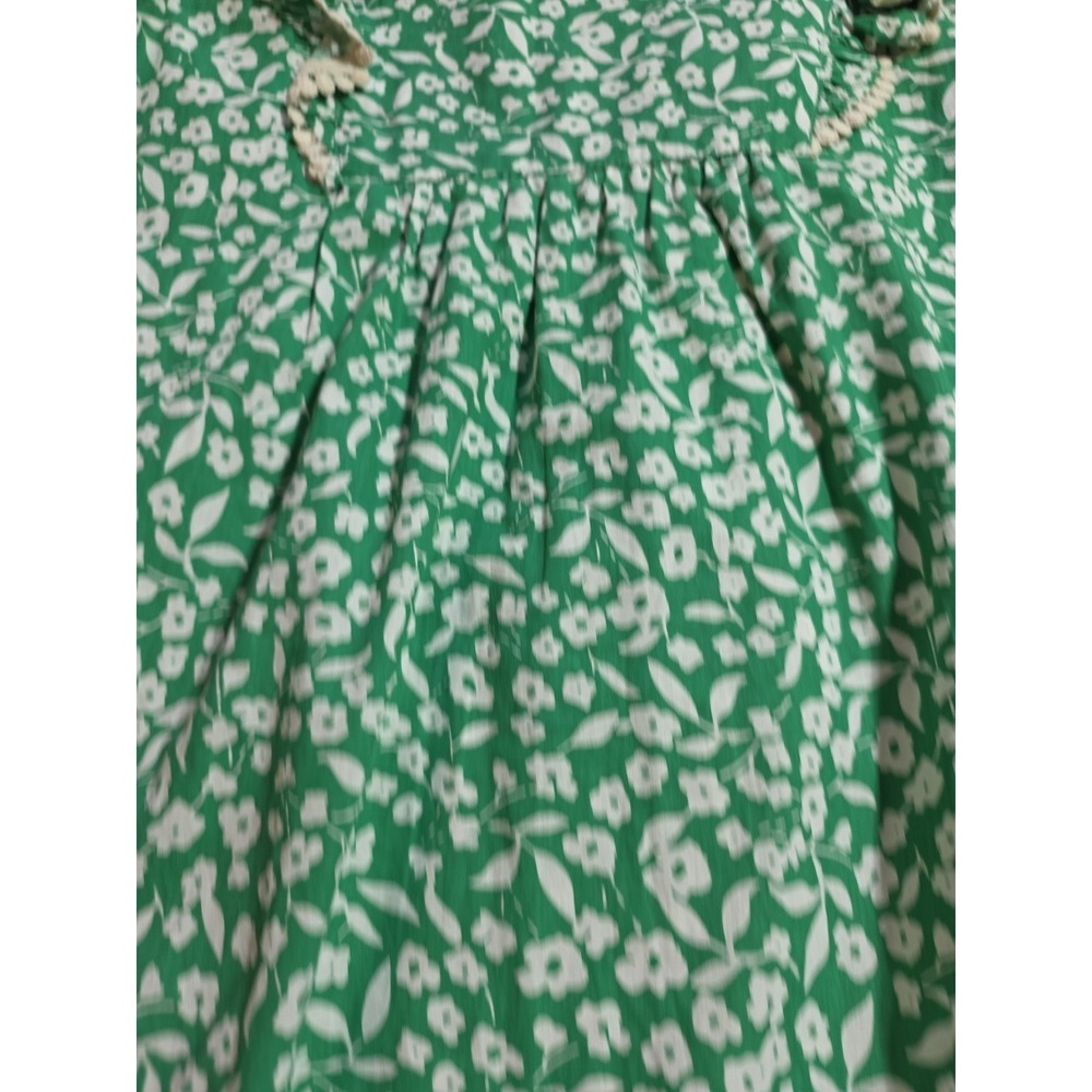 THML Classic 100% Cotton Trish Dress‎ Women's Size S Green/White Embroidered - Picture 9 of 10